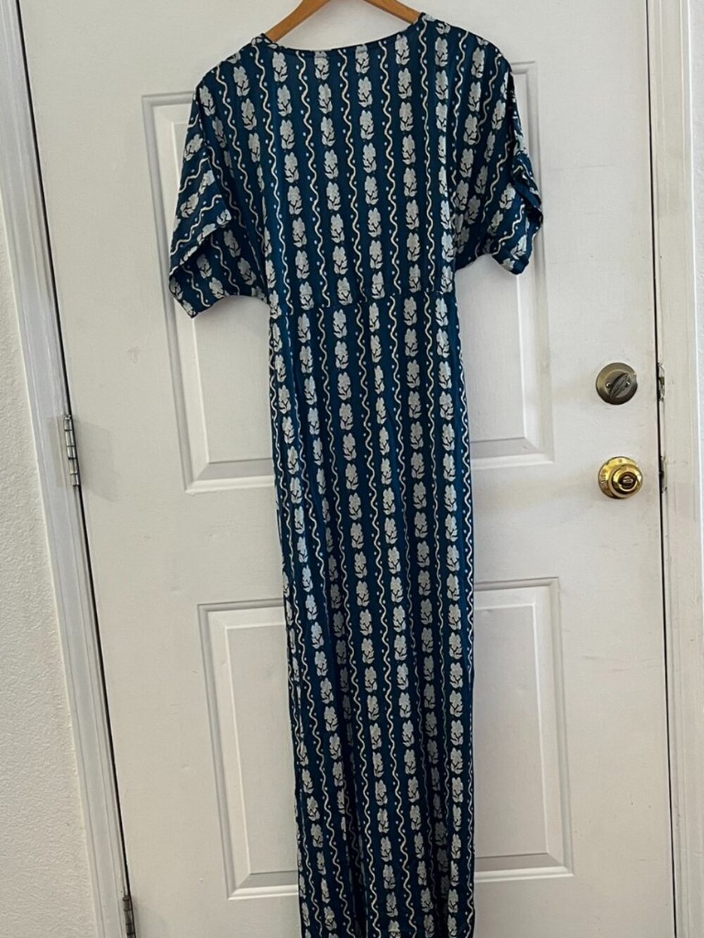 Omika Woman's Nico Indigo Blue Print Pia Caftan Sz One Size - Picture 9 of 11